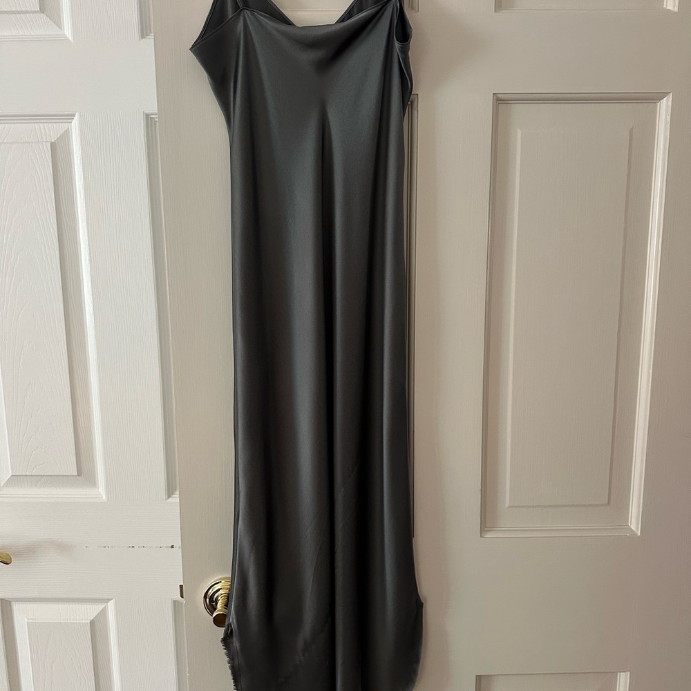 Nili Lotan Cami Silk Dress in Admiral Green - Picture 3 of 5